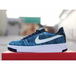 Мужские кроссовки Nike Air Force 1 Flyknit голубые