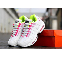 Женские кроссовки Nike Air Max 95 белые с розовым и зеленым