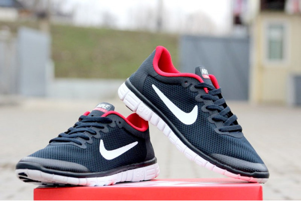 Мужские кроссовки Nike Free Run 3.0 темно-синие с красным
