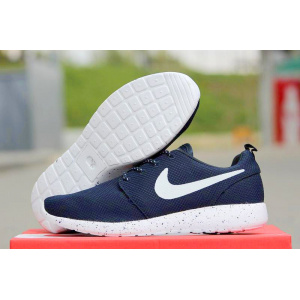 Мужские кроссовки Nike Roshe Run темно-синие с белым