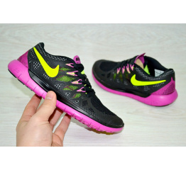 Женские кроссовки Nike Free 5.0 черные с розовым и желтым