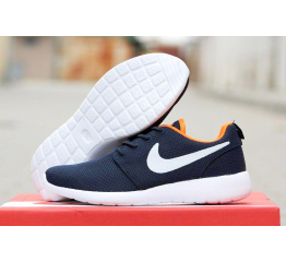 Женские кроссовки Nike Roshe Run темно-синие с оранжевым