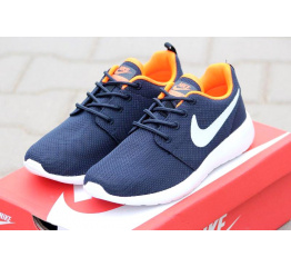 Женские кроссовки Nike Roshe Run темно-синие с оранжевым