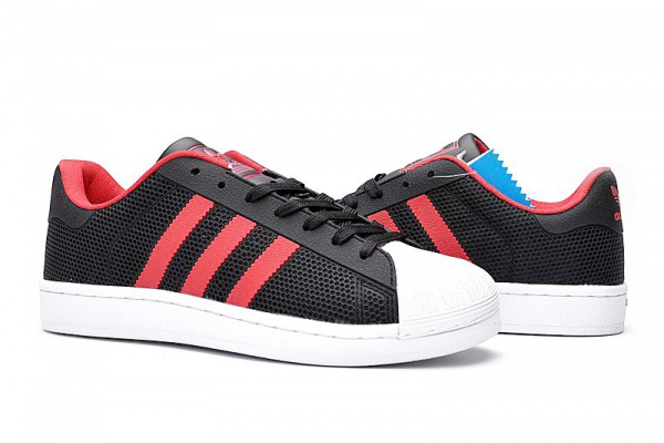 Женские кроссовки Adidas Superstar 4D черные с красным