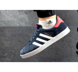 Мужские кроссовки Adidas Gazelle темно-синие с красным