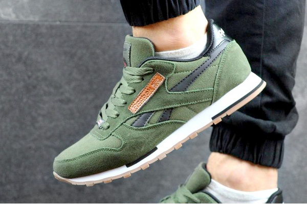 Мужские кроссовки Reebok Classic Leather Suede зеленые