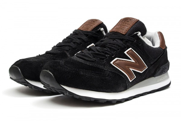 Мужские кроссовки New Balance 574 черные с коричневым