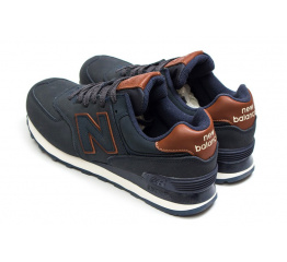 Мужские кроссовки New Balance 574 темно-синие с коричневым