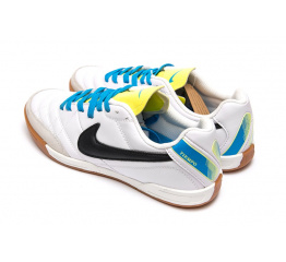 Мужские кроссовки Nike Tiempo Natural IV LTR IC белые с голубым и желтым
