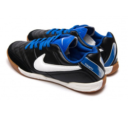Мужские кроссовки Nike Tiempo Natural IV LTR IC черные с голубым