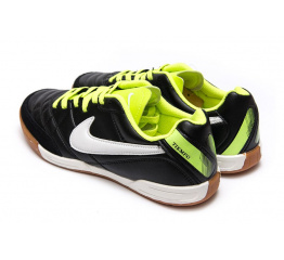 Мужские кроссовки Nike Tiempo Natural IV LTR IC черные с неоново-зеленым
