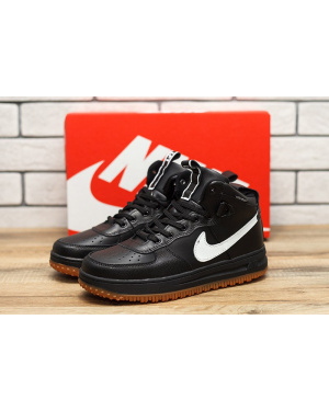 Чоловічі високі кросівки Nike Lunar Force 1 чорні з білим
