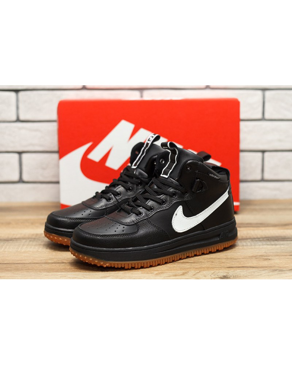 Чоловічі високі кросівки Nike Lunar Force 1 чорні з білим
