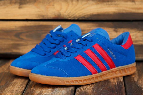 Женские кроссовки Adidas Hamburg голубые с красным