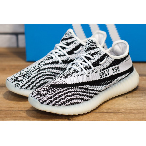 Женские кроссовки Adidas Yeezy Boost 350 V2 белые с черным
