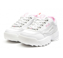 Женские кроссовки Fila Disruptor II белые с розовым