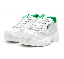 Женские кроссовки Fila Disruptor II белые с зеленым