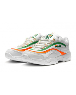 Женские кроссовки Fila Ray белые с зеленым и оранжевым