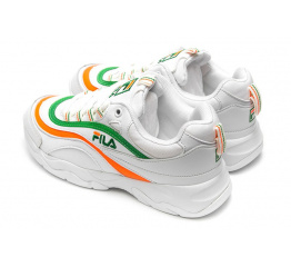 Купить Женские кроссовки Fila Ray белые с зеленым и оранжевым в Украине