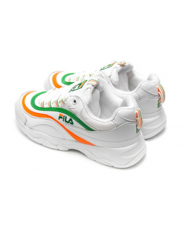Женские кроссовки Fila Ray белые с зеленым и оранжевым