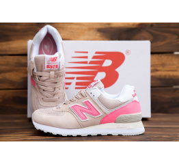 Женские кроссовки New Balance 574 бежевые с розовым