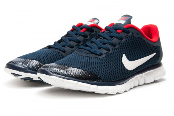 Женские кроссовки Nike Free 3.0 темно-синие с красным