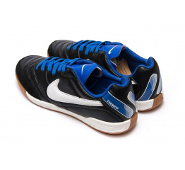 Женские кроссовки Nike Tiempo Natural IV LTR IC черные с голубым