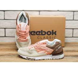 Женские кроссовки Reebok Classic Leather GL6000 бежевые с коричневым и розовым