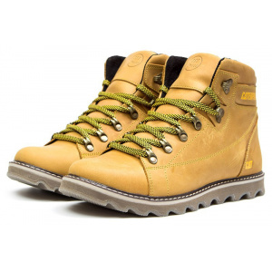 Мужские ботинки на меху CAT светло-коричневые