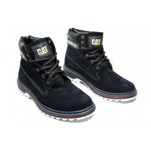 Мужские ботинки на меху CAT темно-синие