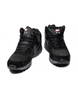 Мужские высокие кроссовки на меху Nike Air черные