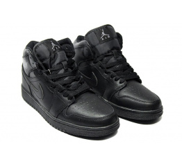 Мужские высокие кроссовки на меху Nike Air Jordan 1 Retro High черные