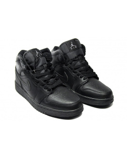 Мужские высокие кроссовки на меху Nike Air Jordan 1 Retro High черные