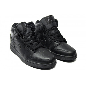 Чоловічі високі кросівки зимові Nike Air Jordan 1 Retro High чорні