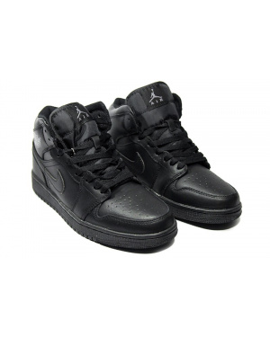 Чоловічі високі кросівки зимові Nike Air Jordan 1 Retro High чорні