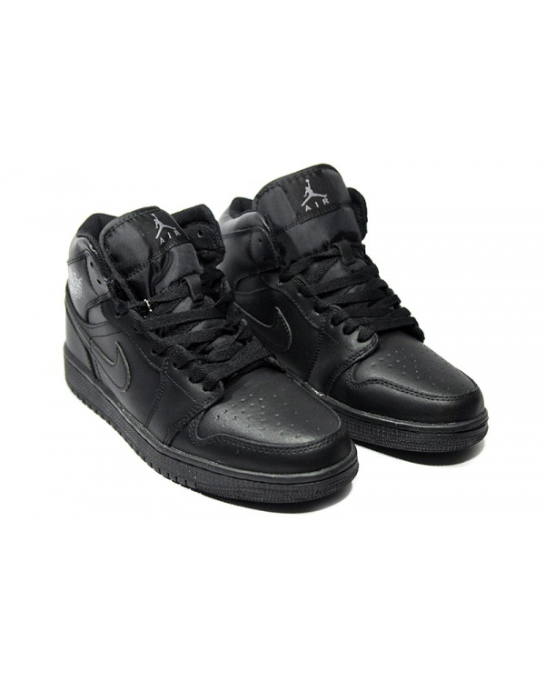 Мужские высокие кроссовки на меху Nike Air Jordan 1 Retro High черные