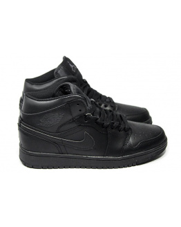 Мужские высокие кроссовки на меху Nike Air Jordan 1 Retro High черные