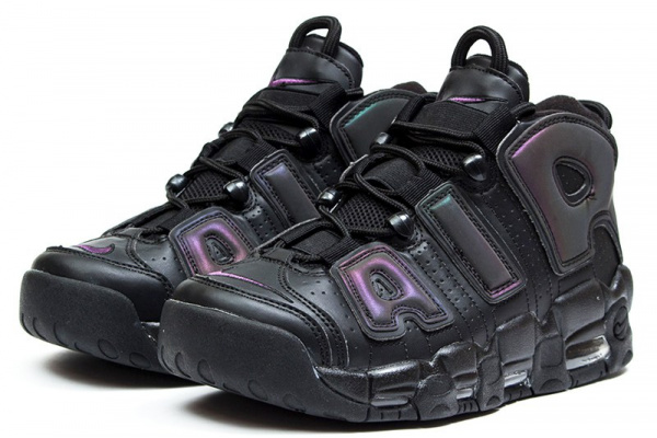 Мужские высокие кроссовки Nike Air More Uptempo '96 Premium черные с фиолетовым