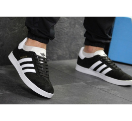 Мужские кроссовки Adidas Gazelle черные с белым