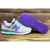 Купить Женские кроссовки New Balance 574 бежевые с фиолетовым и зеленым