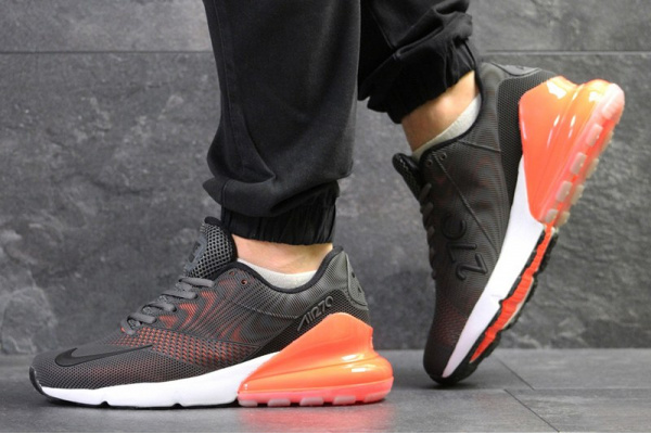Мужские кроссовки Nike Air Max 270 серые с оранжевым