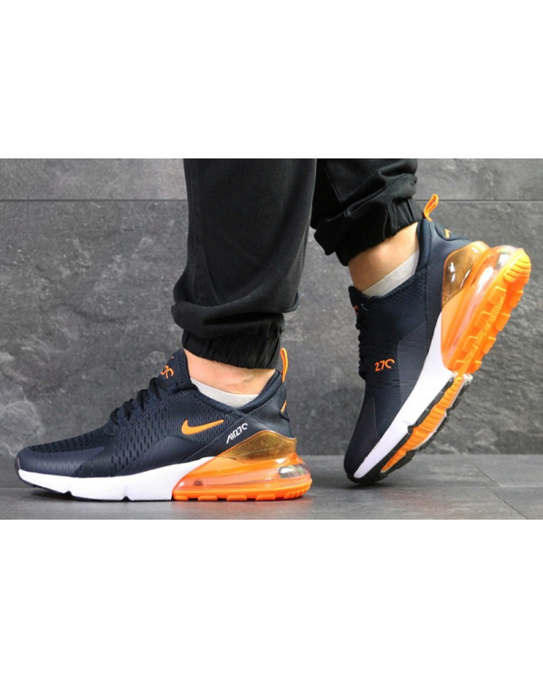 Чоловічі кросівки Nike Air Max 270 темно-сині з помаранчевим