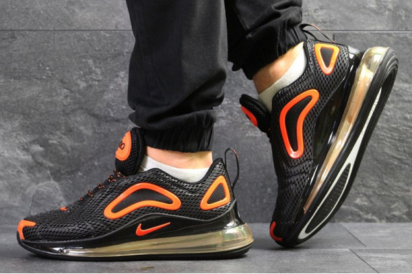 Мужские кроссовки Nike Air Max 720 черные с оранжевым