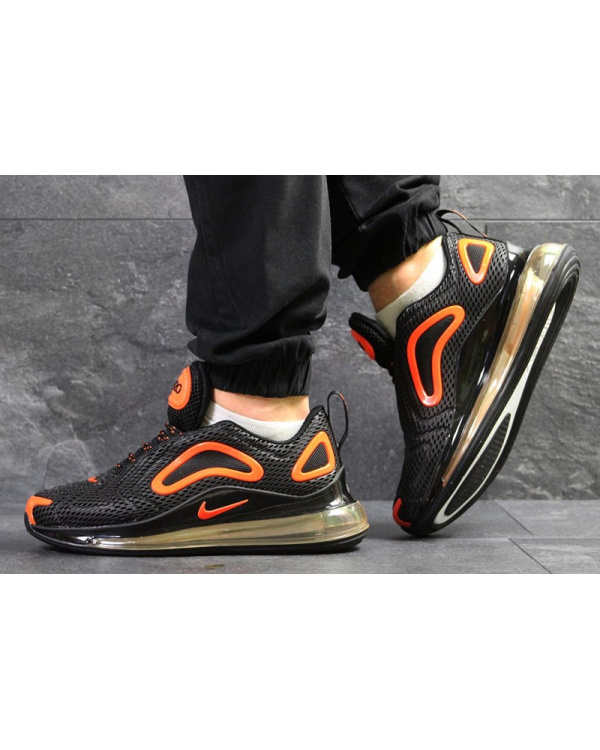 Мужские кроссовки Nike Air Max 720 черные с оранжевым