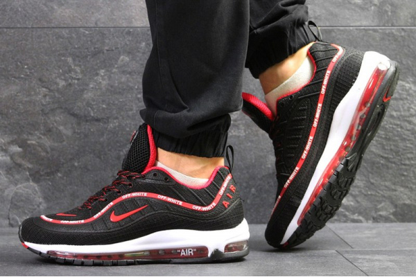 Мужские кроссовки Nike Air Max 98 х Off-White черные с красным