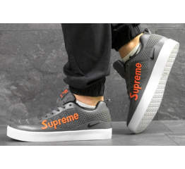 Мужские кроссовки Nike Sneakers x Supreme серые с оранжевым