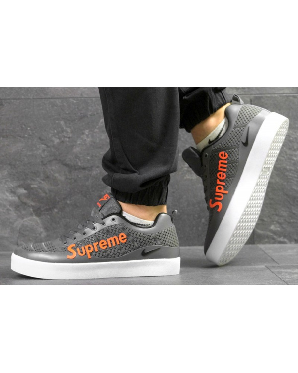 Мужские кроссовки Nike Sneakers x Supreme серые с оранжевым