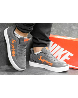Мужские кроссовки Nike Sneakers x Supreme серые с оранжевым