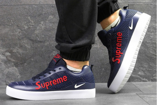 Мужские кроссовки Nike Sneakers x Supreme синие с красным