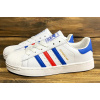 Женские кроссовки Adidas Superstar белые с красным и синим